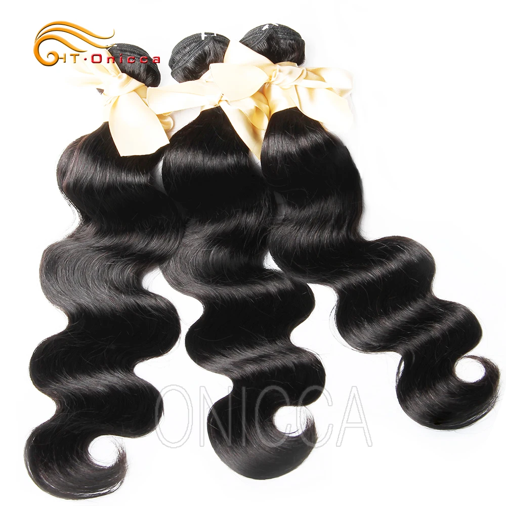 Brazillian Hair Body Wave Weft 3 Bundles For Lucky Queen Remy Hair Extensions Natural Color 8-28 In