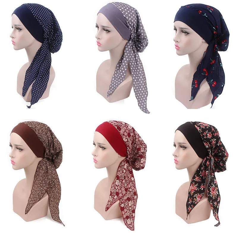 Muslim Women Cotton Turban Hat Scarves 