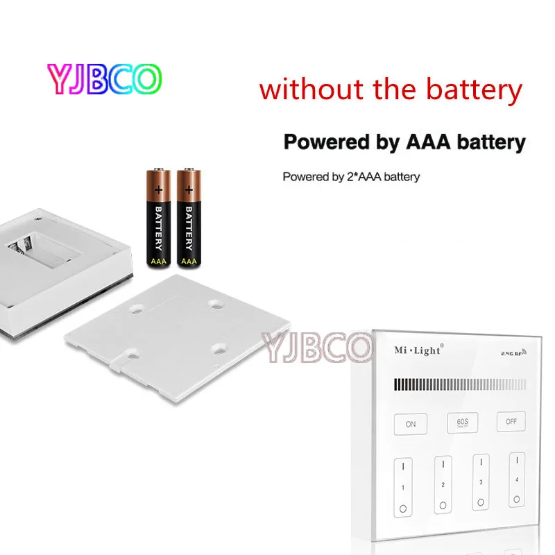 

2.4G MiLight Dimmer 4-Zone B1 Brightness Dimmer Smart Touch Panel Remote Controller Powerd by 3V Wall Mount