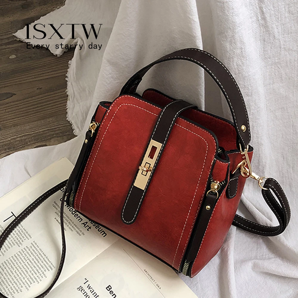 

ISXTW Fashion PU Leather Women Handbag Female Shoulder Bag Girls Messenger Bag Casual Lady Date Burgundy/Brown Bag Red Bag /A2