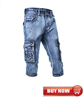 Mcikkny Fashion Men's Cargo Denim Shorts With Multi-pockets Straight Slim Fit Casual Short Jeans For Male Washed Size 29-38 (2)
