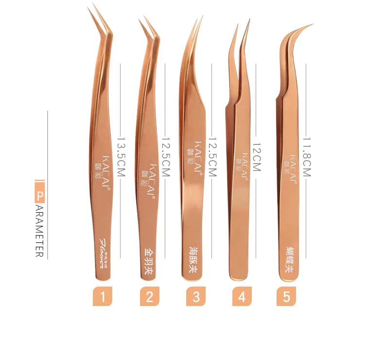 KACAI stainless steel Mink eyelash extension tweezers professional Volume Eye Lashes Tweezers make up tool eyebrow tweezer