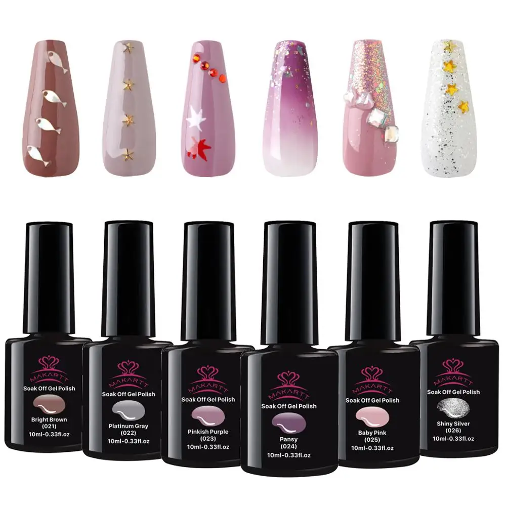 

MAKARTT Gel Nail Polish Set, UV LED Soak Off Gel Nail Polish Office Lady Series 6 Colors P-06 Nail Lacquer