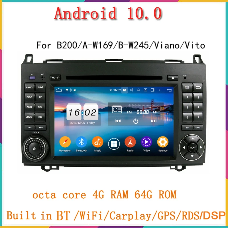 Автомобильный dvd мультимедийный плеер Android 10 0 для Mercedes Benz B200 W169 W245 Sprinter Vito Viano