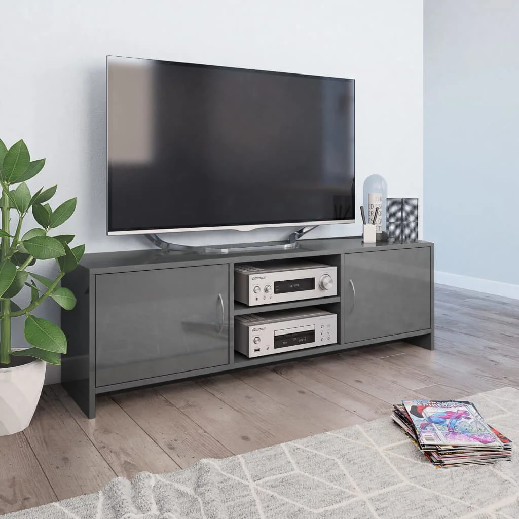 

vidaXL TV Cabinet High Gloss Grey 120x30x37.5 cm Chipboard
