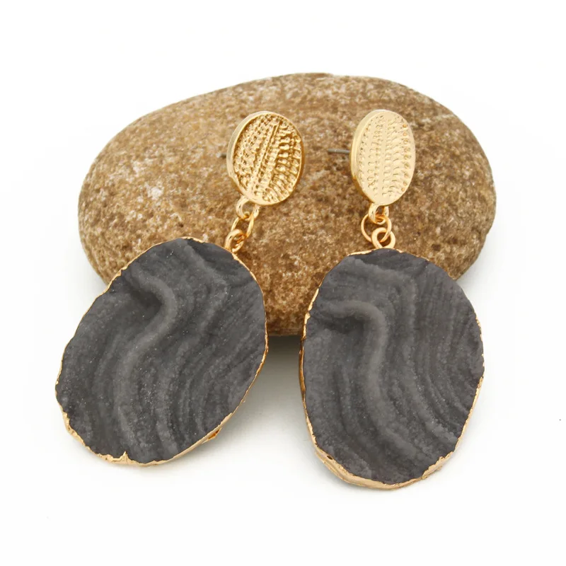 Unique Bijoux Pink Fancy Big Druzy Resin Earrings Drop Earrings For Women Jewelry Statement Gifts For Women Accessories Brinco (5)