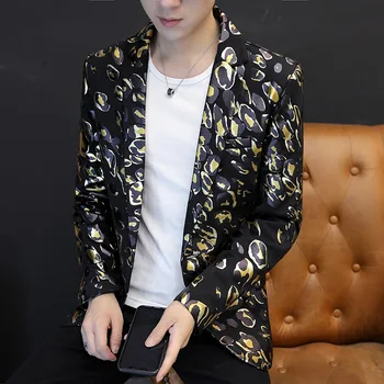 

HOO 2019 men's cultivate one's morality leisure suit fashion handsome young printed suit