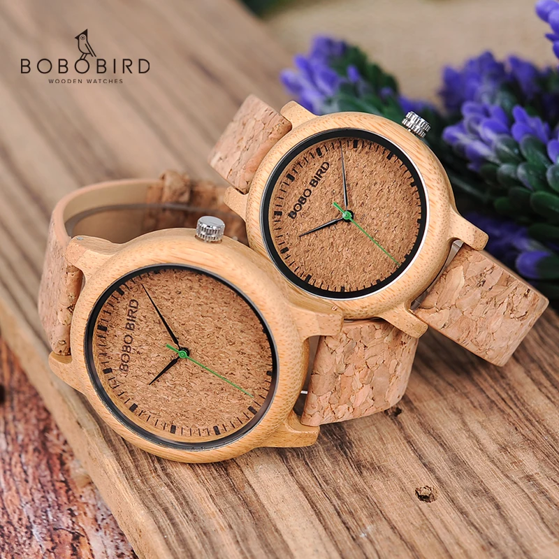Online BOBO VOGEL Uhren Bambus Paar Uhren Analog Display Bambus Material Handarbeit Uhren Holz Uhr Männer Made in China