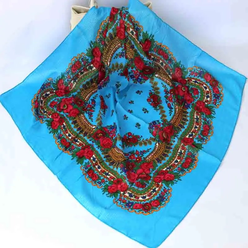 Роскошный Besigner модный стиль русский Этнический узор женский акриловый маленький шарф платок шарф 80 см X 80 см хиджаб шаль - Цвет: 6