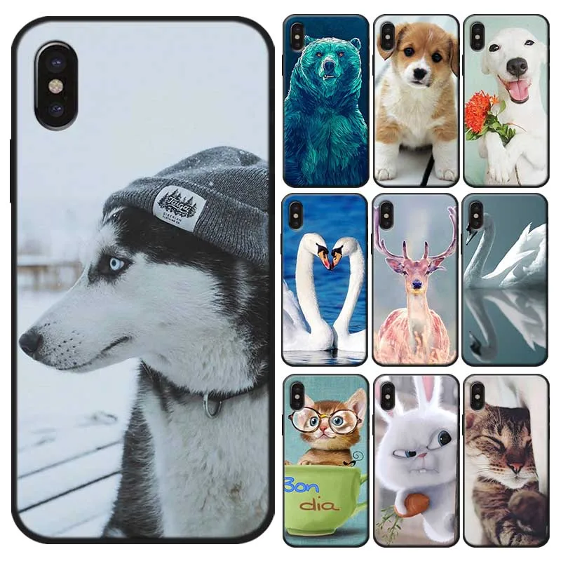 Милый чехол для телефона с рисунком в виде животного iPhone 11 pro max X XS MAX XR 7 8 6 6S plus 5s SE