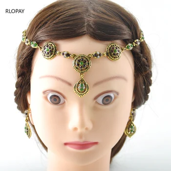 

Algeria Bridal Headpiece Antique Gold Fashion Women Accessories Turkish Head Jewelry Vintage Hair Accessories
