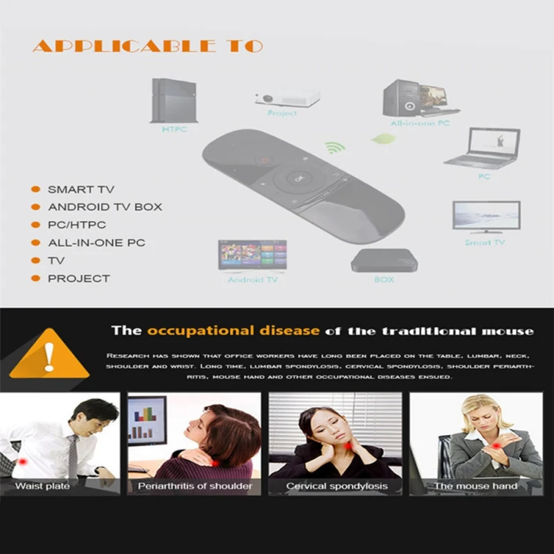 Мини Беспроводная мышь клавиатура IR Learning 2,4G с USB Приемником для Smart tv Box
