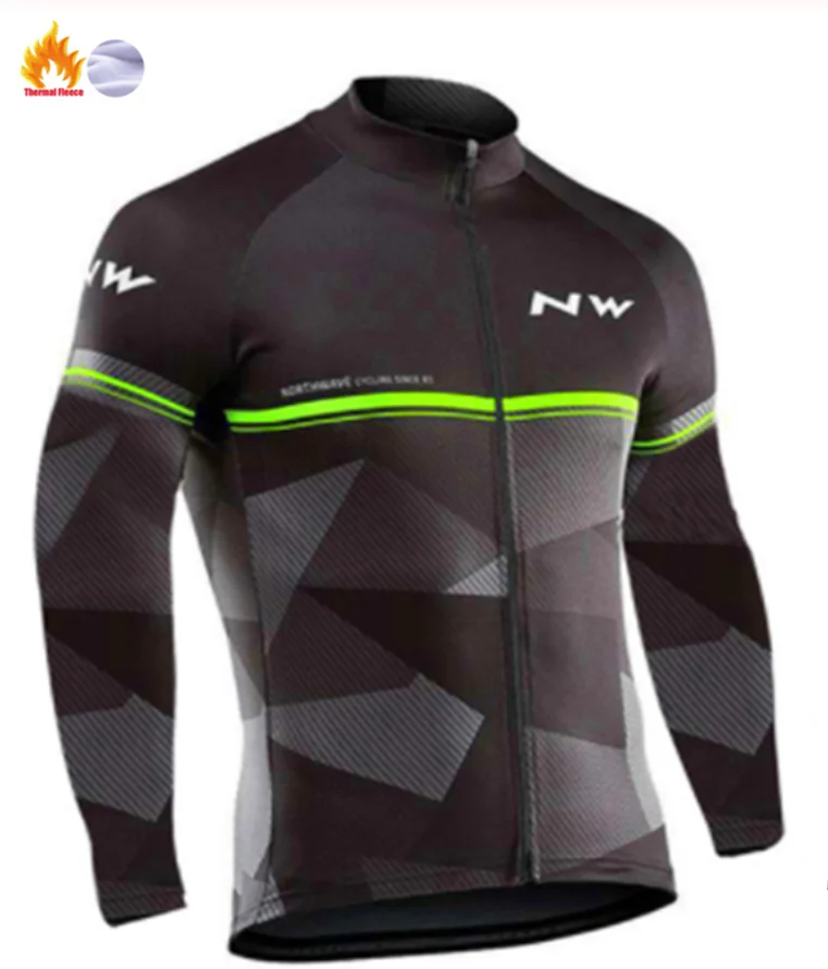 Northwave Winter Thermal Fleece Clothes Set Suit Men cycling Jersey Jacket Clothes Bicycle Bib Pants Warm Maillot Ropa Ciclismo - Цвет: Winter jersey