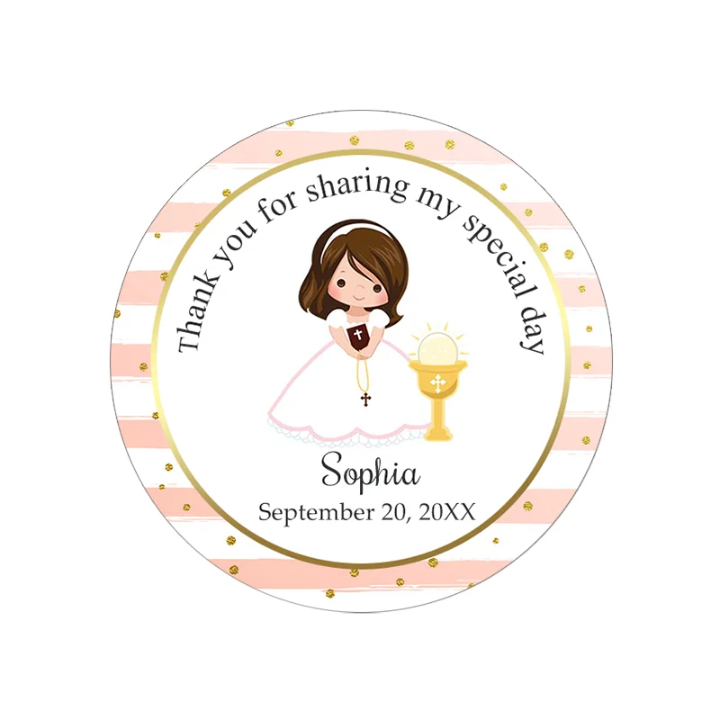 3.5cm/4.5cm My first communion Sticker Boy Girl Mi primera comunión First Holy Communion Favors Labels Catholic Stickers