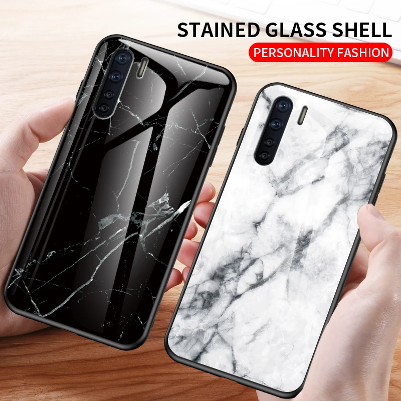 For Oppo F15 Case Luxury Marble Glass Soft Silicone Frame Hard Cover For Oppo F15 A91 Shokcproof Phone Cover Fitted Cases Aliexpress