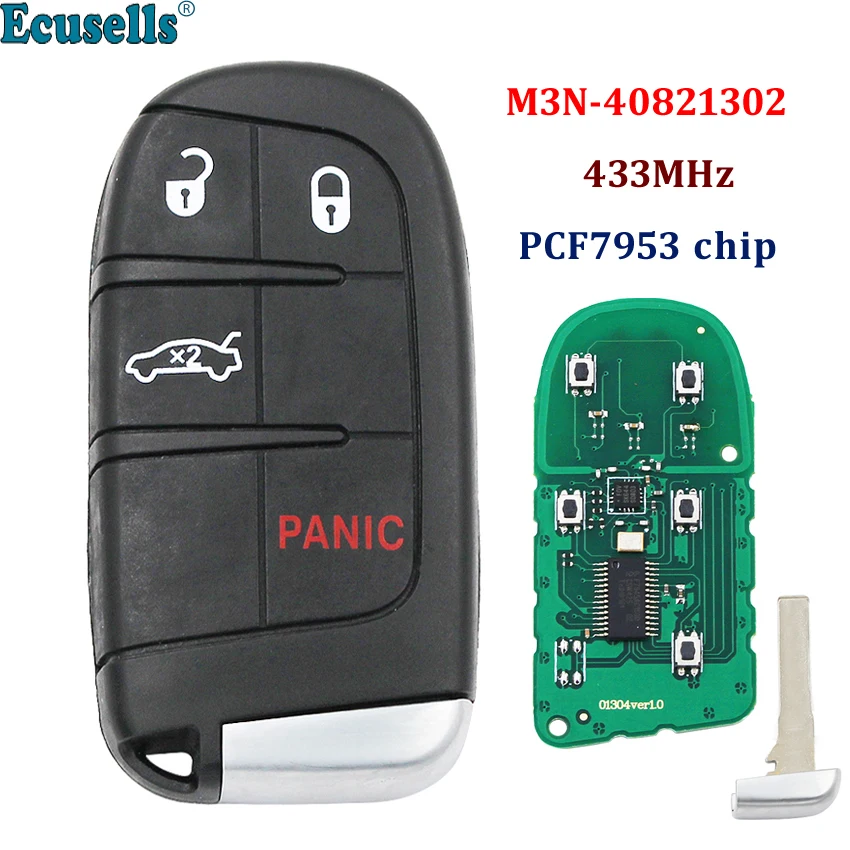 4 кнопочный флейта 3 + 1 кнопки 433 МГц чип PCF7953 для Fiat 500 500L 500X Jeep Compass Renegade