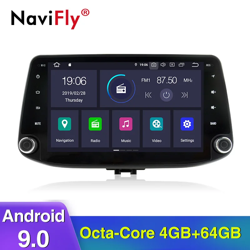 NaviFly Autogps 9 дюймов Android 9,0 Автомагнитола для hyundai i30 андроид мультимедийный проигрыватель WI-FI BT, RDS Carplay