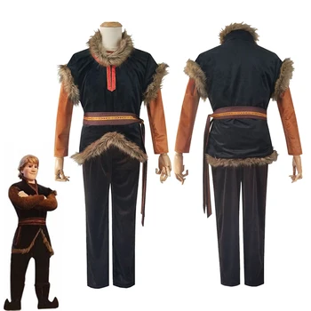 

Anime Snow Queen Prince Kristoff Cosplay Costume Adult Men Warm Suit Full Sets Halloween Carnival Uniforms Top Pants Coat