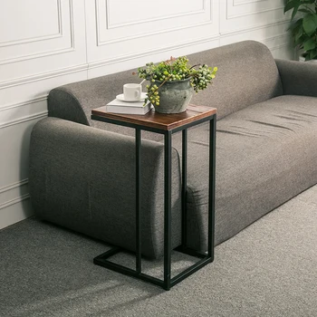 

Simple small side table solid wood coffee table square table iron corner table living room sofa side table