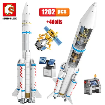 

SEMBO 1202pcs City Technic Aerospace Rocket Building Blocks Creator Space Launcher Astronaut Figure Bricks Toys For Children
