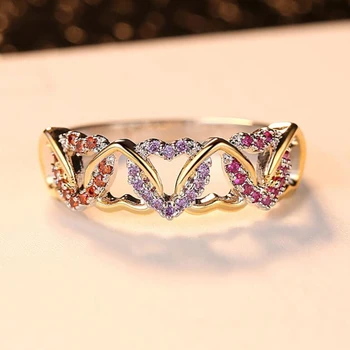 two-tone ring color micro-inlaid winding heart-shaped couple ring creative love ring