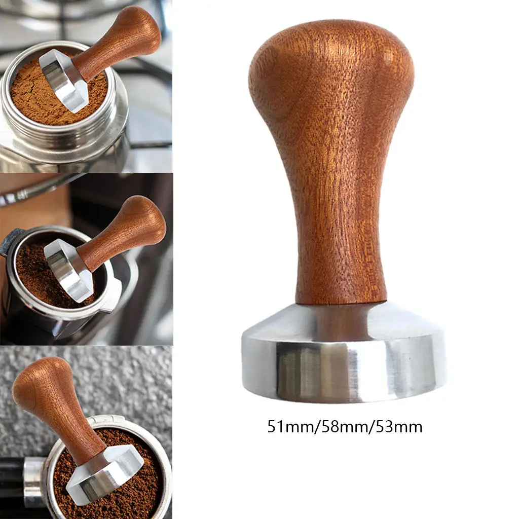 51/53/58mm Coffee Tamper Wood Handle Espresso Distribution Accessories