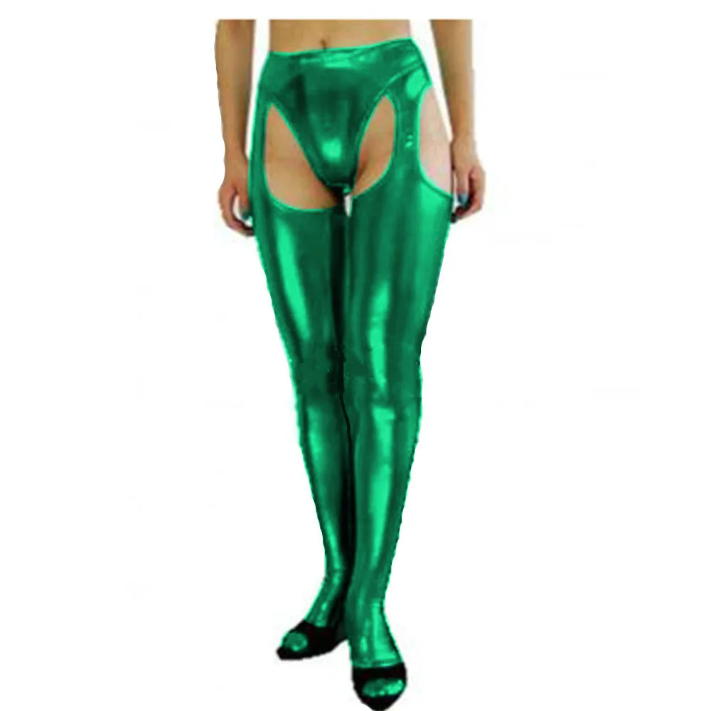 20 Colors Hollow Out Hot Sexy Stockings Women Footed Pencil Leggings Exotic Shiny Metallic Pants Novelty Nightclub Costume