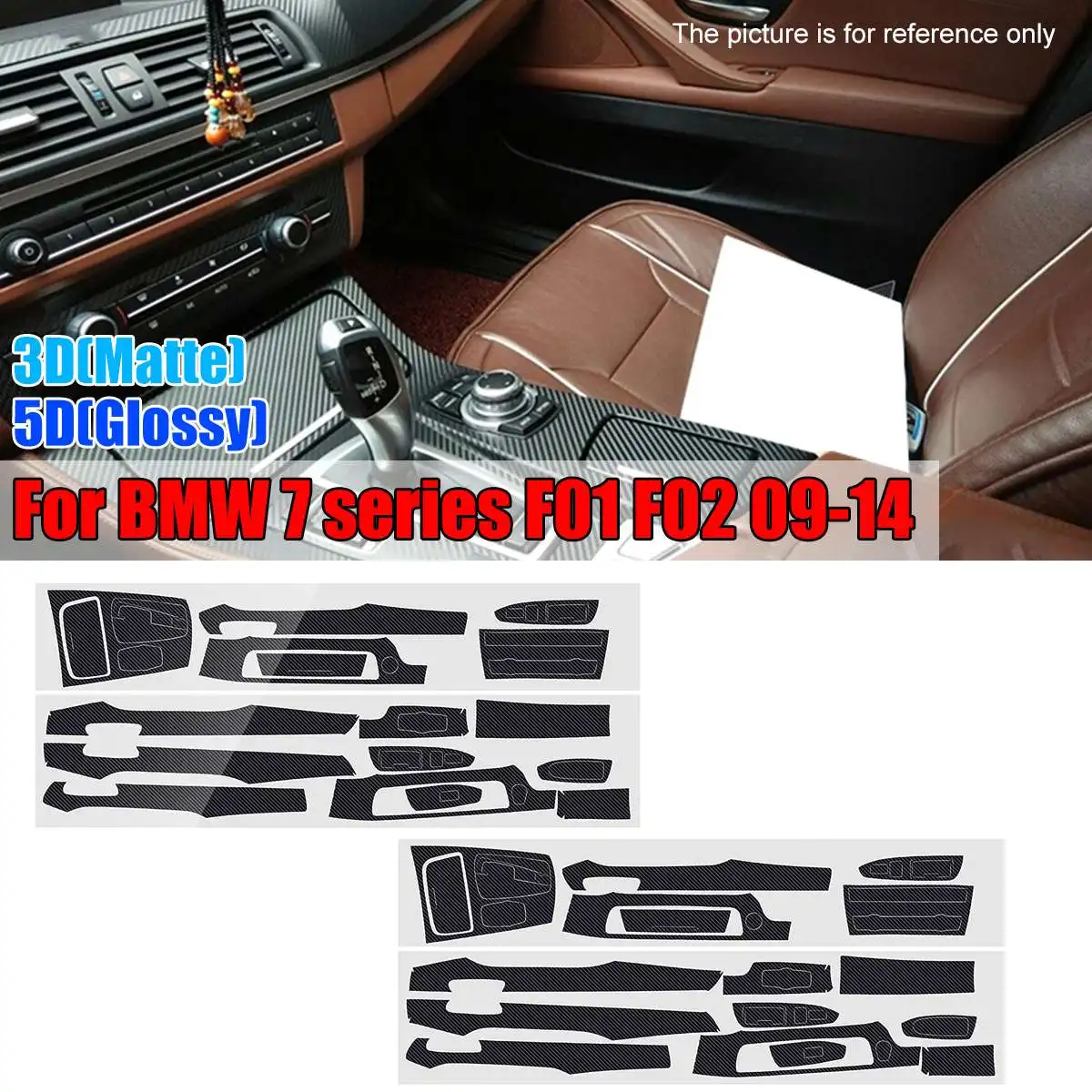 

Only RHD ABS 3D Center Console Trim For BMW 7 series F01 F02 2009-2014 Glossy/Matte Carbon Fiber Interior Sticker Vinyl