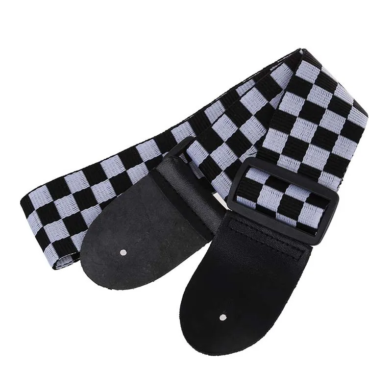 Black White Checker Flag Strap For Electric Acoustic Guitar Musical Instrument