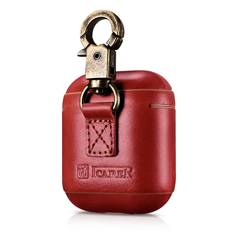 Genuine Leather Headphone Case Portable Buckle Bag Cover for Apple Airpods iPhone Bluetooth Earphone Case Boxes Protective Case