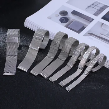 

Watch Band Steel Mesh Belt Watchbands 12mm 18mm 20mm 14mm 16mm 22mm Watches Accessories Women Men Band metal buckle Watch Strap