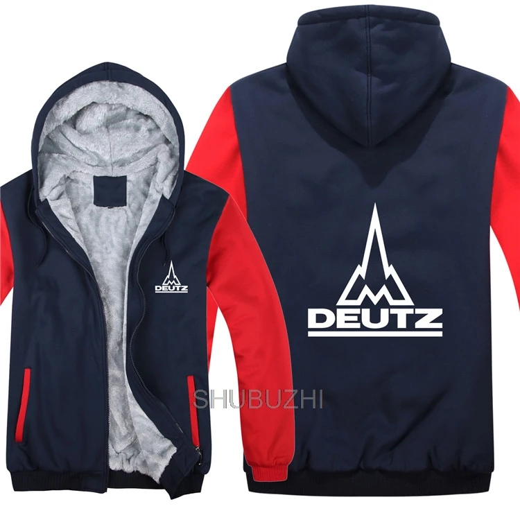 Зимние мужские толстовки с капюшоном Deutz Fahr, пальто на молнии, флисовая утепленная толстовка Deutz Fahr, пуловер с трактором - Цвет: same as picture