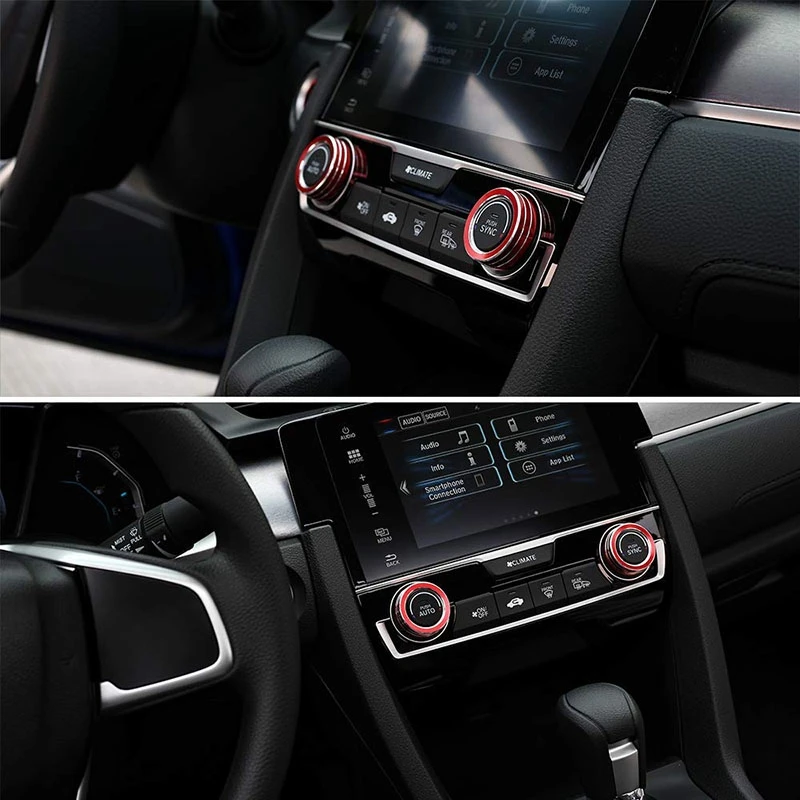 Для 10го поколения Honda Civic Кондиционер Ручка крышки планки, анодированный алюминиевый переключатель переменного тока температура климат контроль кольца для Civic