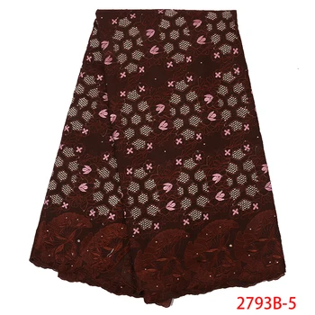 

New Arrival African Fabric Cotton In Wine African Swiss Voile Lace For Women Dress High Quality 5 Yards Lace Material GD2793B-5