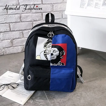 

Herald Fashion Graffiti Print Backpack Patchwork Women Rucksack School Bag For Teenage Girls Backpacks Casual Student Bags Gifts