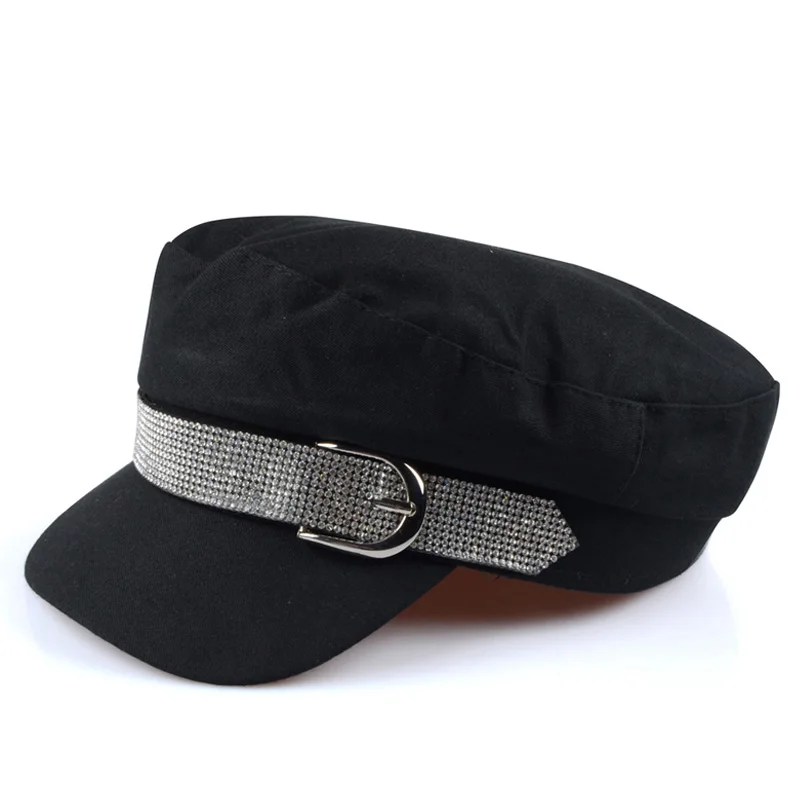 DYLAOPAN New Fashion Military Hat Autumn Sailor Caps For Women Men Belt Berets flat top Female travel cadet hats Captain Cap | Аксессуары