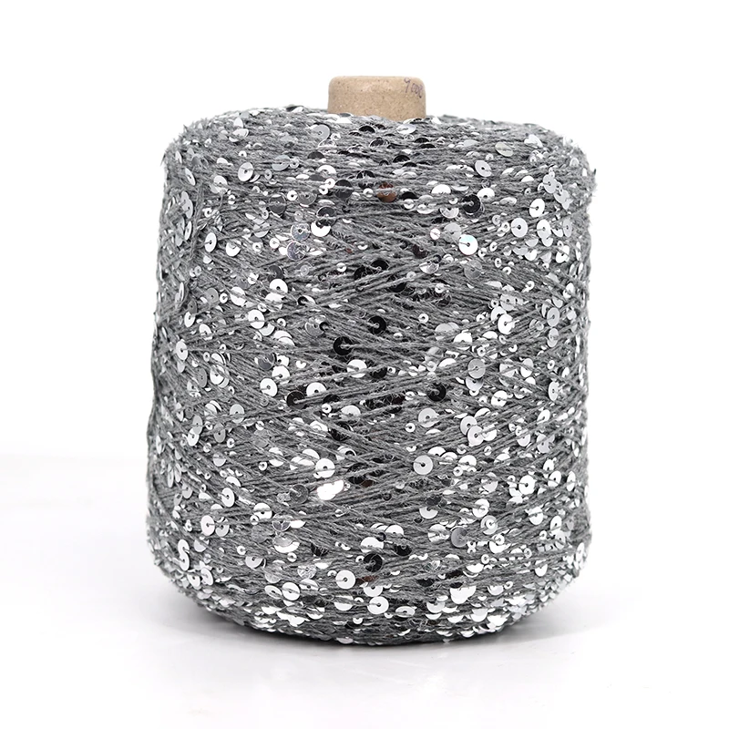 50G Acrylic Hand Knitiing Yarn Cotton Wool Crochet Yarn 3mm+6mm Sequins Thread For DIY Knitiing  Grament 4