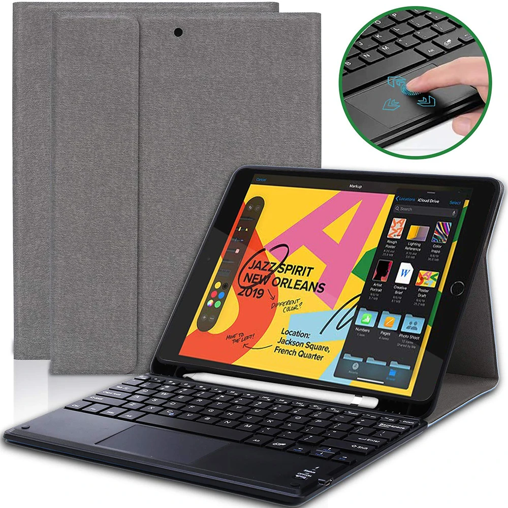 Для iPad 10,2() Сенсорная Bluetooth американская клавиатура+ комплект из искусственной кожи чехол для планшета защитный чехол противоударный чехол с защитой от царапин - Цвет: 04