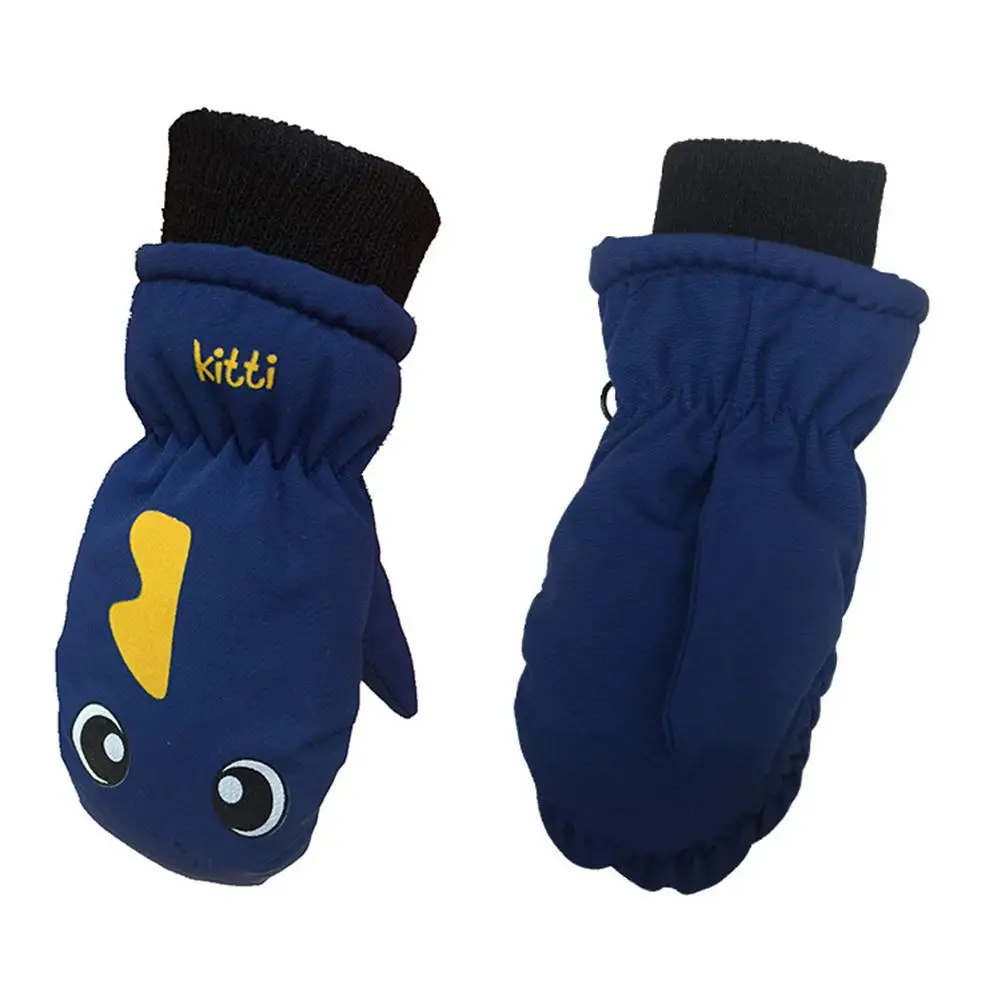 Детские плотные теплые лыжные перчатки, прекрасные водонепроницаемые и ветрозащитные спортивные перчатки, код униформы - Цвет: Blue