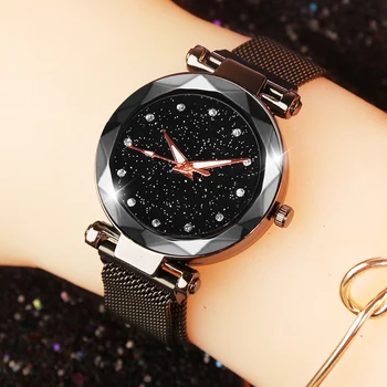 

Best Sale Luxury Women's Watches Fashion Starry Sky Watch Magnet Geometric Surface Women Watches Diamond Clock Relogio Feminino