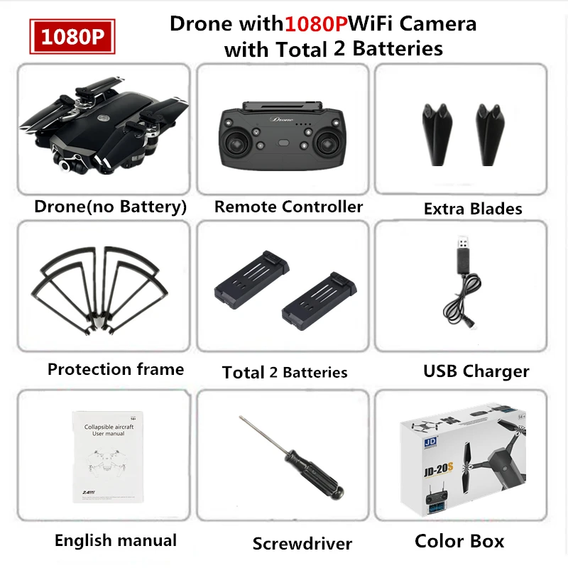 5MP Color Box B2 Радиоуправляемый вертолет JDRC JD-20S PRO Дроны с 2,4G WiFi FPV 1080P HD камера Квадрокоптер 18 минут время полета складной Радиоуправляемый мини-Дрон - Цвет: 5MP Color Box B2