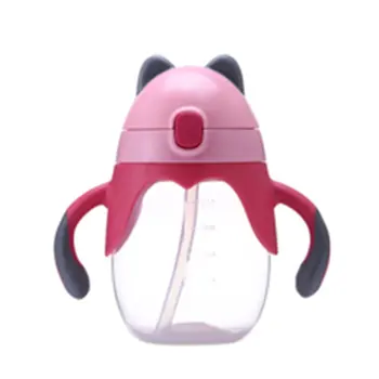 

Baby Learning Drinking Cup 360 Degree Water Milk Straw Bottle with Handle Leak-proof Safe Learn Drink Training Cup