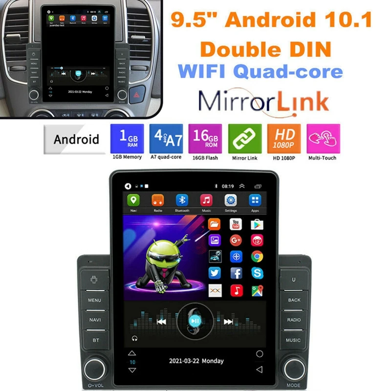 Radio FM con GPS para coche, Radio con reproductor MP5, doble Din, 9,5  pulgadas, Android, HD, Bluetooth, WIFI, Mirror Link, pantalla de  contacto|Reproductor multimedia para coche| - AliExpress