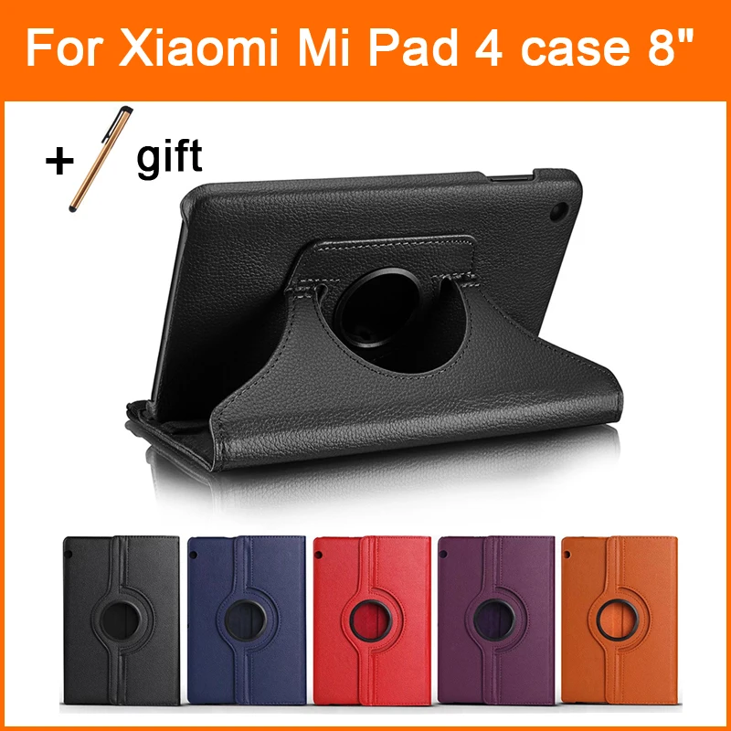 

360 Rotating Tablet Case for Xiaomi Mi Pad 4 MiPad4 8 inch Flip Cover Stand PU Leather Case for Xiaomi Mi Pad4 Mipad 4 8.0"