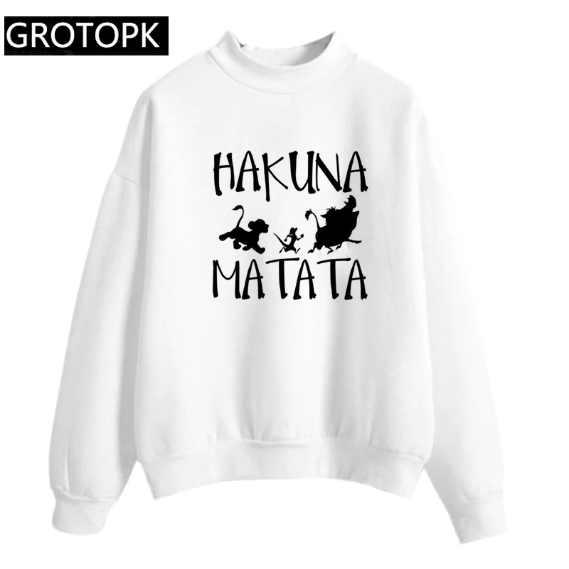 Новинка,, рубашки Bestie, женские, Hakuna Matata Ullzang, Король Лев, принт, для отдыха, длинный рукав, свитер с круглым вырезом, свитер