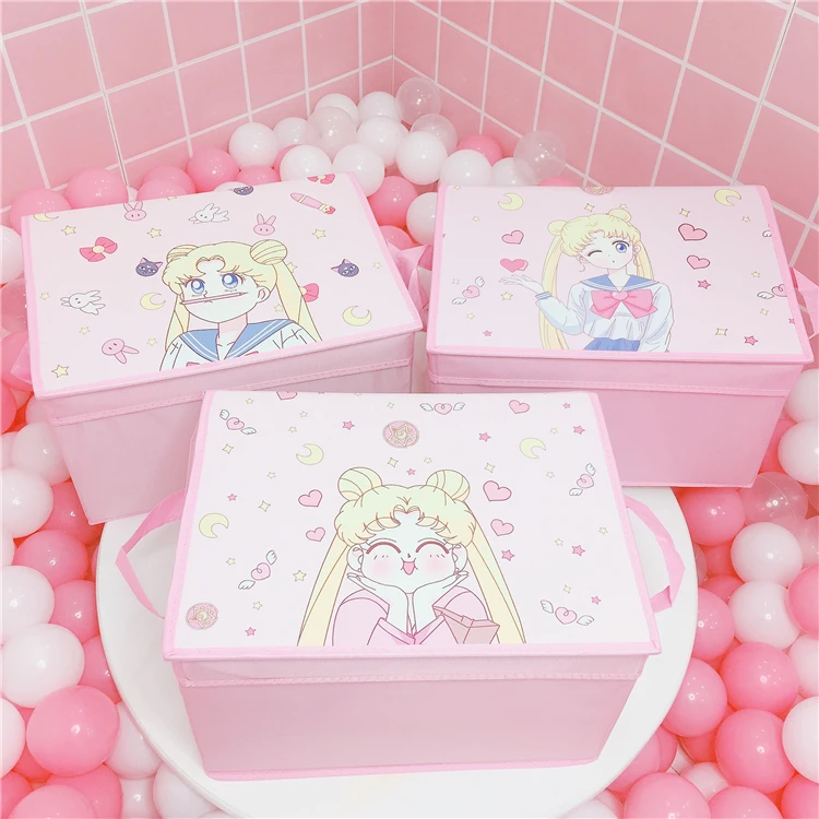 

1 PCS Anime Sailor Moon Cosplay Cartoon Desktop Storage Basket Cute Sundries Storage Box Student Cabinet Underwear Storage Bag