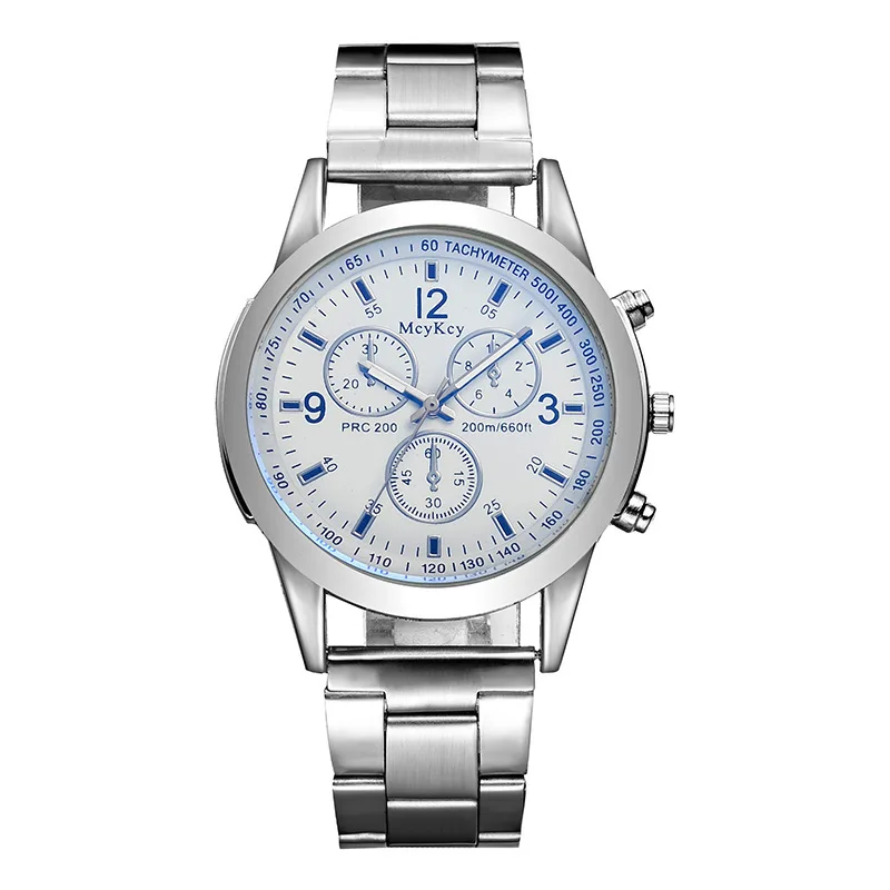 

Foreign Trade Hot Selling Colorful Blueray Glass Geneva Fake Three-Eyed Steel Watch Foreign Trade New Style MEN'S Quartz Watch
