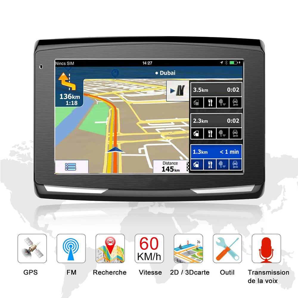 Автомобильный GPS навигатор 5 дюймов 8 ГБ Bluetooth Wi Fi|GPS для транспорта| |