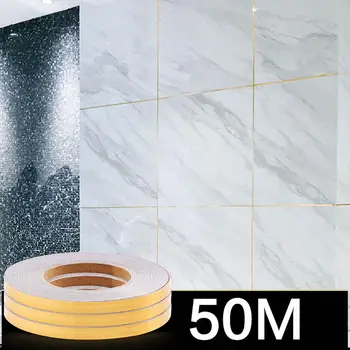 

50M Gold/Silver Waterproof PVC Tile Sticker DIY Self Adhesive Bathroom Wall Crevice Sticker Decal Tape Home Decoration