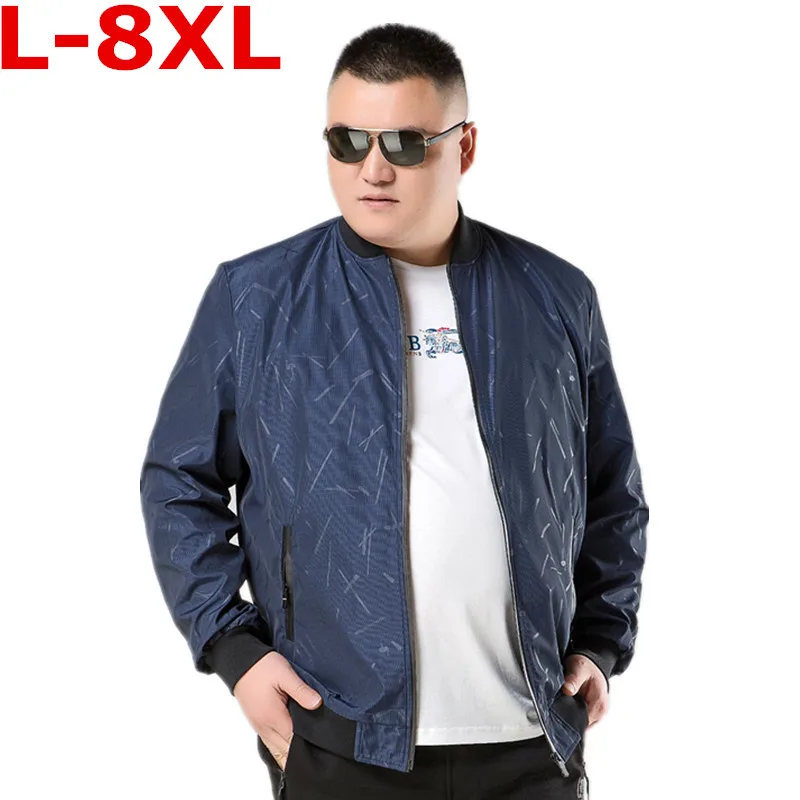 Размера плюс 8XL 7XL 6XL Весенняя Новинка Бейсбольным воротником курточка бомбер для